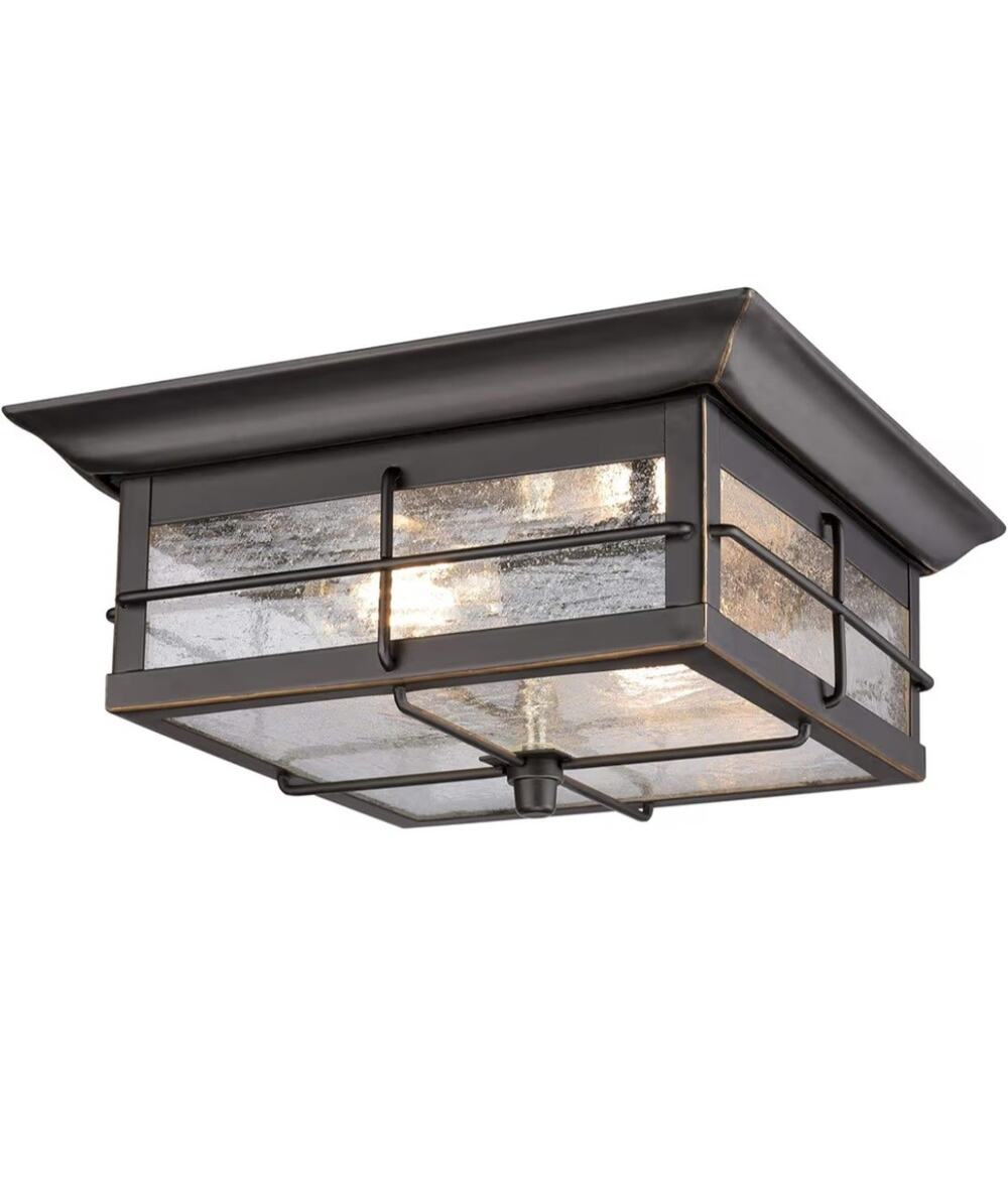 Westinghouse Orwell 2-Light Outdoor Flush Mount Oil Rubbed Bronze Seeded Glass
